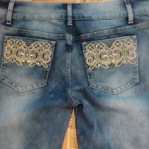 NYC Gal's Denim with cristals and embroidery size 12
